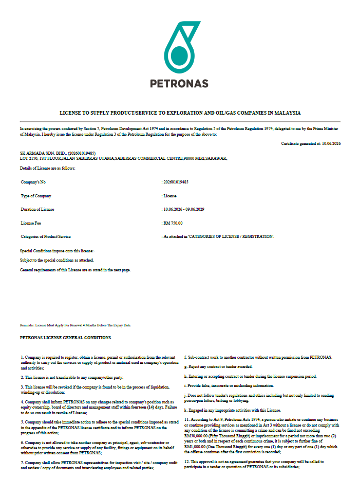 Petronas License Petronas License